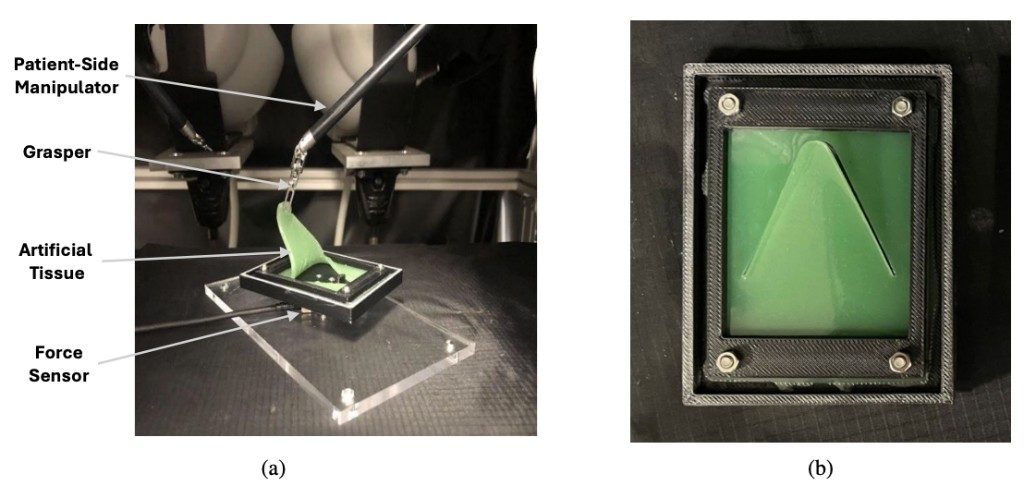 Force-aware autonomous robotic surgery: dVRK grasper retracting artificial tissue over a force sensor